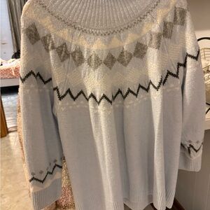 Vince Camuto Light Blue and Gray Turtleneck Sweater